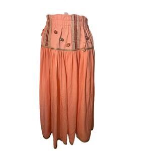 Vera Cristina Bohemian peach beaded embroidered festival hippie maxi skirt sz 8